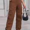 Baeful Long Straight Leg Jeans with Pockets - Chestnut