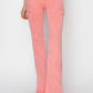 High-rise side slit cargo bootcut jeans in pink, featuring utilitarian pockets and a trendy bootcut silhouette by Risen Jeans.