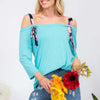 Tie-Strap Off-Shoulder Blouse | Full Size - Mint