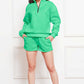 Half Zip Long Sleeve Sweatshirt and Drawstring Shorts Set