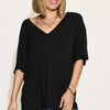 Basic Bae Bamboo V-Neck Drop Shoulder T-Shirt - Black