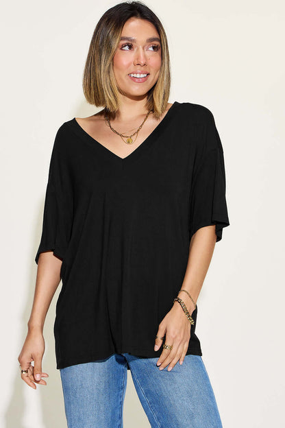 Bamboo V-Neck Drop Shoulder T-Shirt