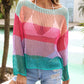 BELLA ROAD Color Block Openwork Boat Neck Cover Up at Bella Road