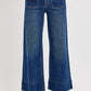 RISEN elastic band wide leg jeans, combining comfort and style for a chic casual look.