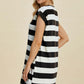 Woman wearing a Basic Bae Full Size Striped Round Neck Cap Sleeve Mini Dress facing backwards