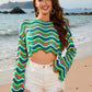 BELLA ROAD Striped Boat Neck Long Sleeve Cover Up at Bella Road