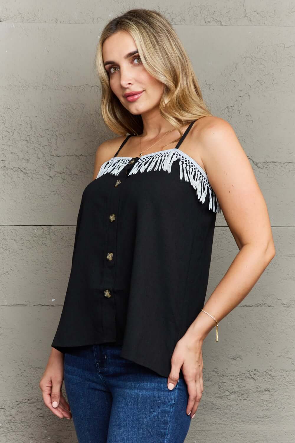 NINEXIS It's About Time Lace Detail Loose Cami Top at Bella Road