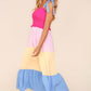 Smocked Color Block Tiered Cami Dress