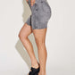 High waist washed denim shorts full size by Judy Blue Jeans, flattering hourglass silhouette, retro-inspired look.