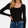 Scoop Neck Long Sleeve T-Shirt - Black