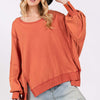 Mineral Wash Side Slit Oversized Sweatshirt - Amber