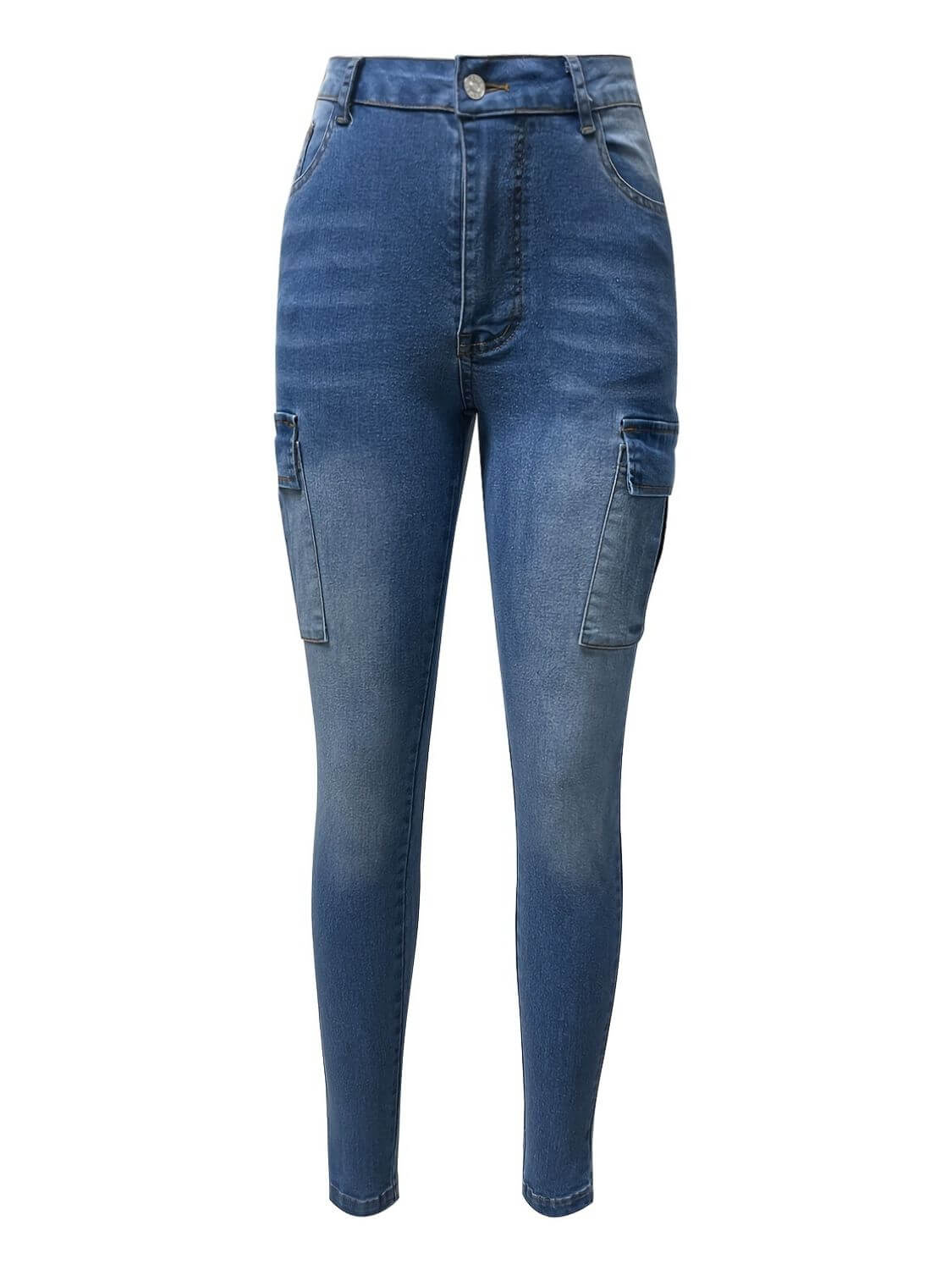 Bella Road Denim Skinny Jeans with pockets in medium wash for a chic and confident look. Perfect for any occasion!