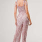 GEEGEE Printed Tie Shoulder Wide Leg Jumpsuit at Bella Road