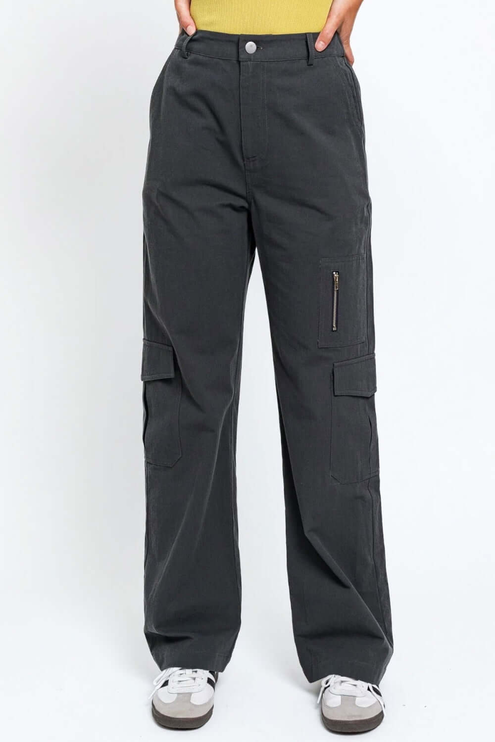 TASHA APPAREL High Waisted Wide Leg Cargo Pants with Pockets at Bella Road