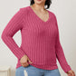 Basic Bae Ribbed V-Neck Long Sleeve T-Shirt