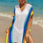 DOUBLE TAKE Openwork Striped Slit Knit Cover Up at Bella Road