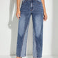 Bella Road Contrast Patchwork Straight Jeans with Pockets worn by model