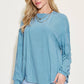 Ribbed Round Neck Long Sleeve T-Shirt