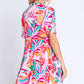 GEEGEE Printed Short Sleeve Ruffle Hem Dress at Bella Road