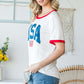 HEIMISH Full Size USA Contrast Trim Short Sleeve T-Shirt at Bella Road