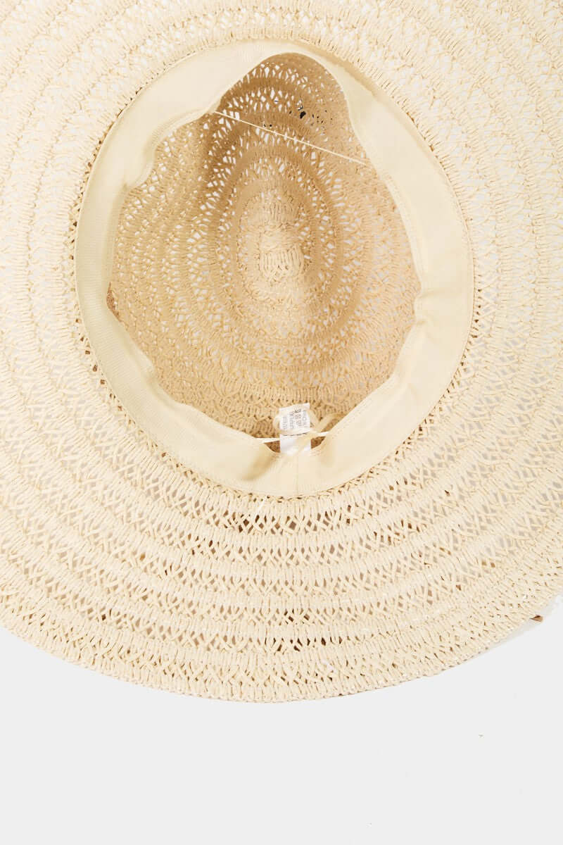 FAME Contrast Straw Braided Sun Hat at Bella Road