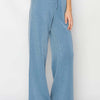 Drawstring Wide Leg Pants - GRAY BLUE