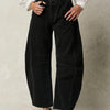 Wide Leg Jeans with Pockets - Black