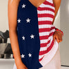 US Flag Theme V-Neck Knit Cami - Multicolor