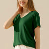 V-Neck Short Sleeve T-Shirt  | Full Size - DEEP GREEN