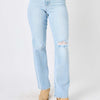 Judy Blue High Waist Distressed Straight Jeans | Full Size - Light