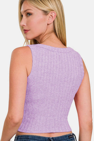 ZENANA Ribbed Cropped Tank at Bella Road