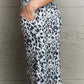 NINEXIS Leopard High Waist Flowy Wide Leg Pants with Pockets at Bella Road