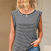 Striped Boat Neck Tank - Black