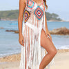 Fringe Spaghetti Strap Cover-Up - White