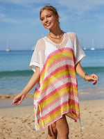 BELLA ROAD Cutout Striped Cover-Up with Tassel at Bella Road