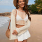 BELLA ROAD Openwork Boat Neck Long Sleeve Cover-Up at Bella Road