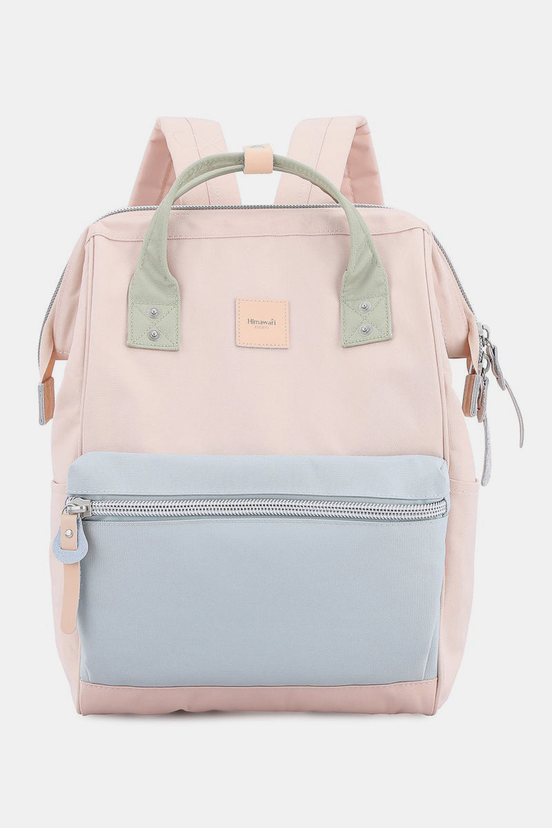 Himawari water-resistant canvas backpack with side pockets in pastel colors, perfect for adventures.