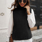 Ribbed Mock Neck Sleeveless Sweater Vest