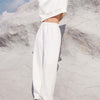 Bella Road Round Neck Long Sleeve Top and Elastic Waist Pants Set - White