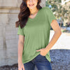 Basic Bae Bamboo Full Size  V-Neck Short Sleeve T-Shirt - Matcha Green