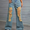 Bella Road Distressed Wide Leg Jeans with Pockets - Medium