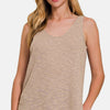 Curved Hem Round Neck Tank - Lt Mocha