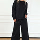 DOUBLE TAKE Full Size Textured Long Sleeve Top and Drawstring Pants Set at Bella Road