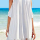 BELLA ROAD Fringe V-Neck Cold Shoulder Cover Up at Bella Road