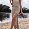 Slit V-Neck Sleeveless Cover Up - Taupe