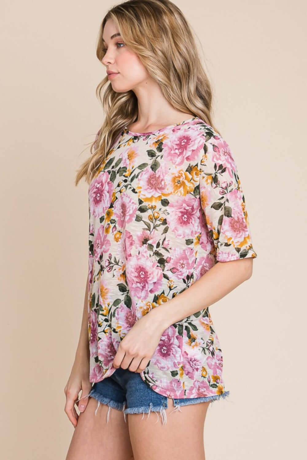 BOMBOM Floral Round Neck T-Shirt at Bella Road