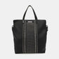 Nicole Lee USA Studded Large Tote Bag in black pebbled vegan leather with dual top handles and zip closure.