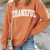 Bella Road THANKFUL Round Neck Long Sleeve Sweatshirt - Sherbet