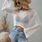 BELLA ROAD Openwork Flare Sleeve Cropped Cover Up at Bella Road