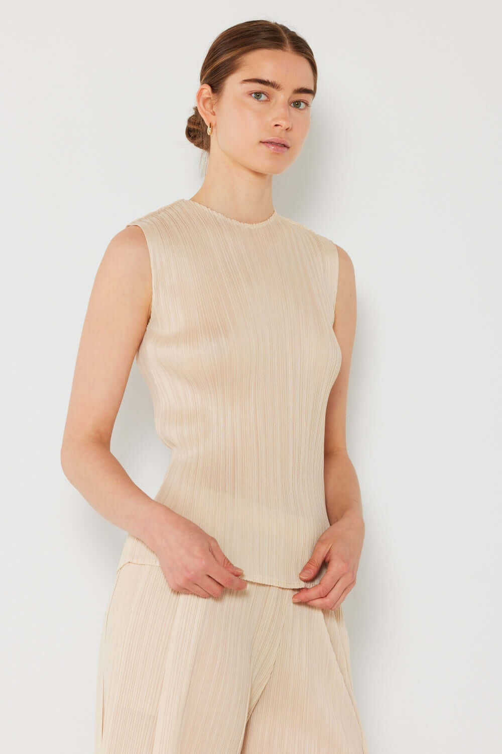 MARINA WEST SWIM Pleated Sleeveless Crewneck Tank at Bella Road